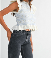 Mable Jacquard Ruffle Knit Sweater