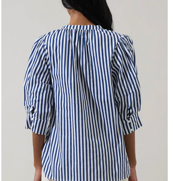 Glenda Stripe Irina Split Neck Top