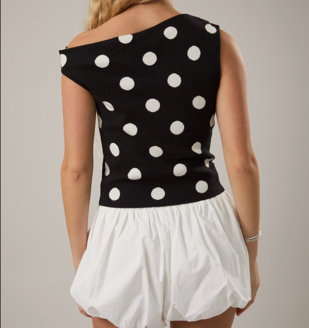 Polka Dot Asymmetrical Sweater