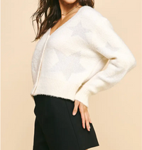 Star Embellishment Sweater Cardigan