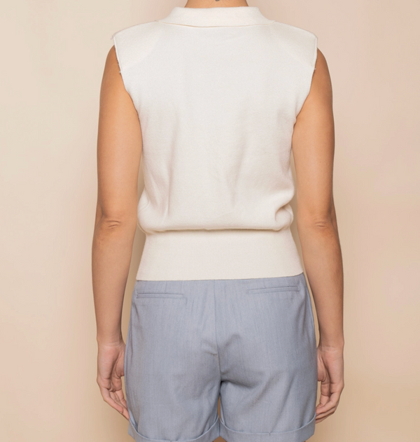 Bow Button Detail Sleeveless Top