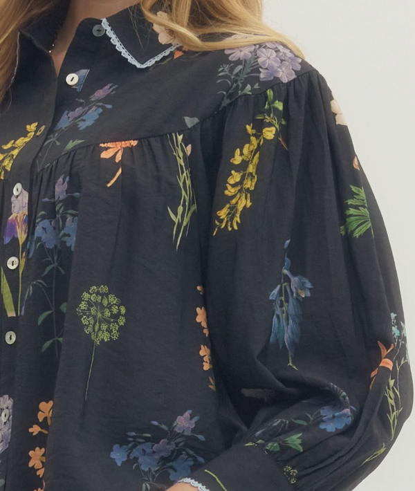 Entro Black Floral Blouse