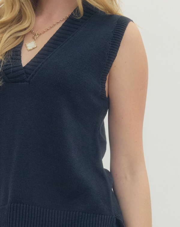 Entro Sleeveless Sweater-Navy