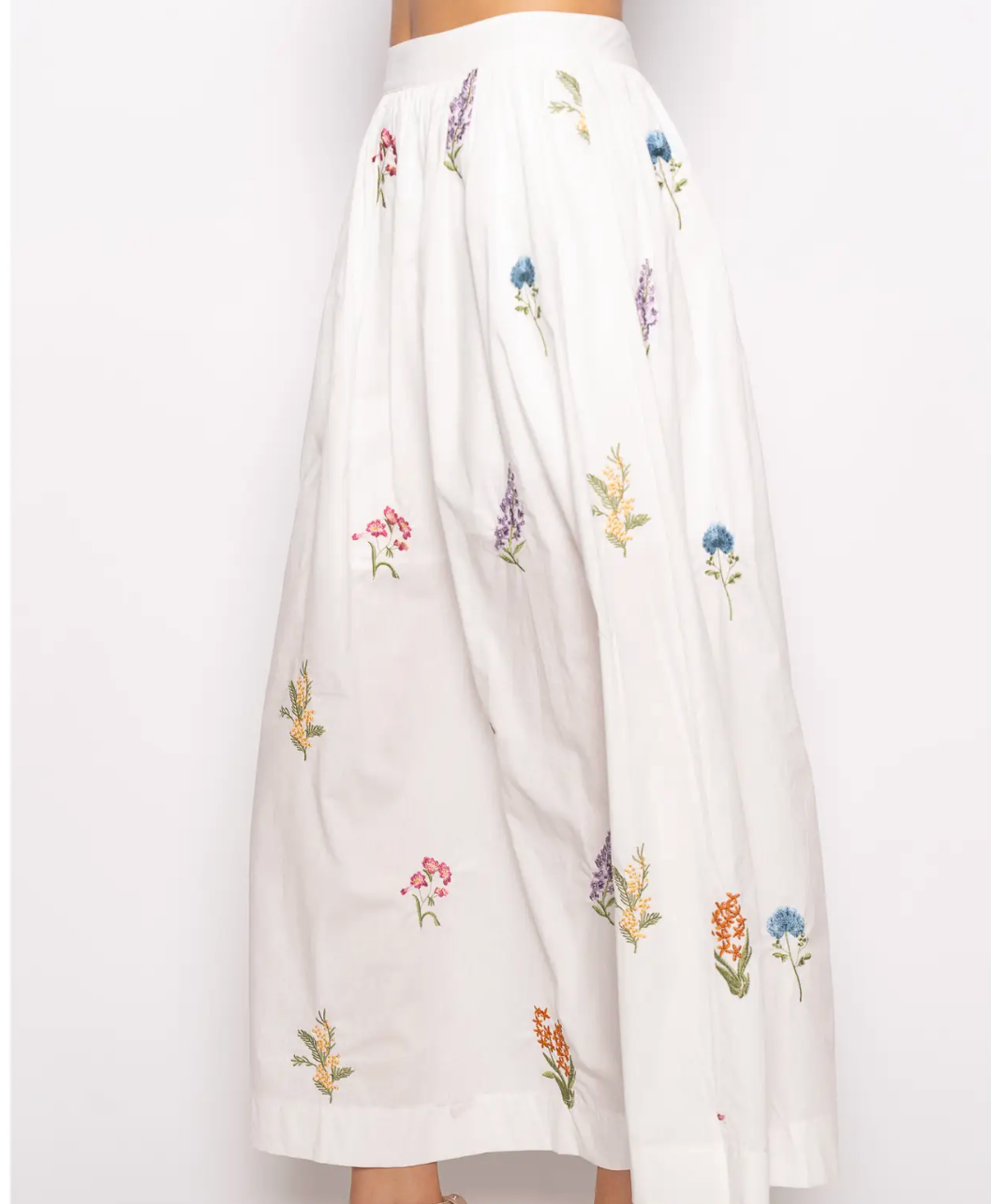 Floral Front Button Ruffle Crop Top with Matching Maxi Skirt-Set