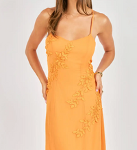 Prickly Petal Applique Midi Dress