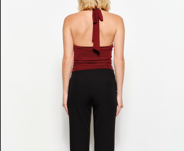 Juliana Ruffle Mesh Halter Top