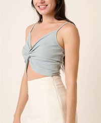 Rib Fabric Twist Front Crop Top