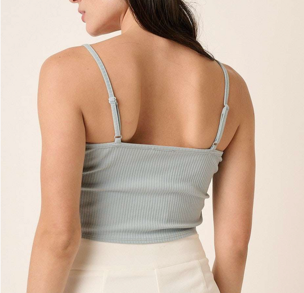 Rib Fabric Twist Front Crop Top