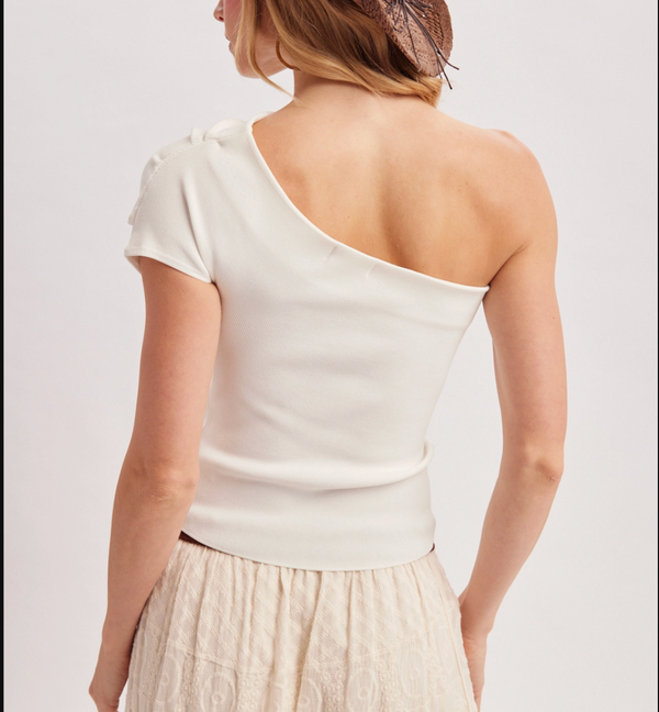 Draped Asymmetrical One Shoulder Top