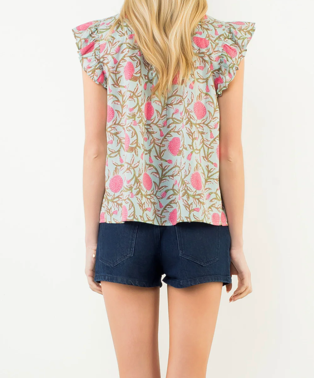 Flutter Sleeve Floral Button Up Top