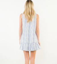 Sleeveless Striped Pattern V-Neck Dress