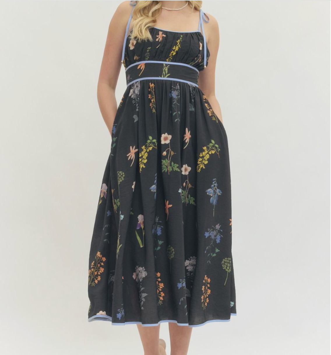 Black Skinny Strap Spring Dress