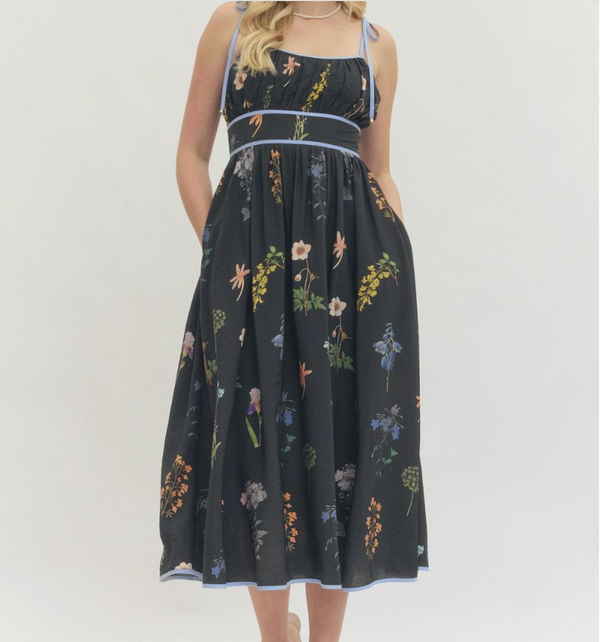 Black Skinny Strap Spring Dress