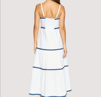 Luciana Maxi Dress - Summer White Navy Stripes Nautical