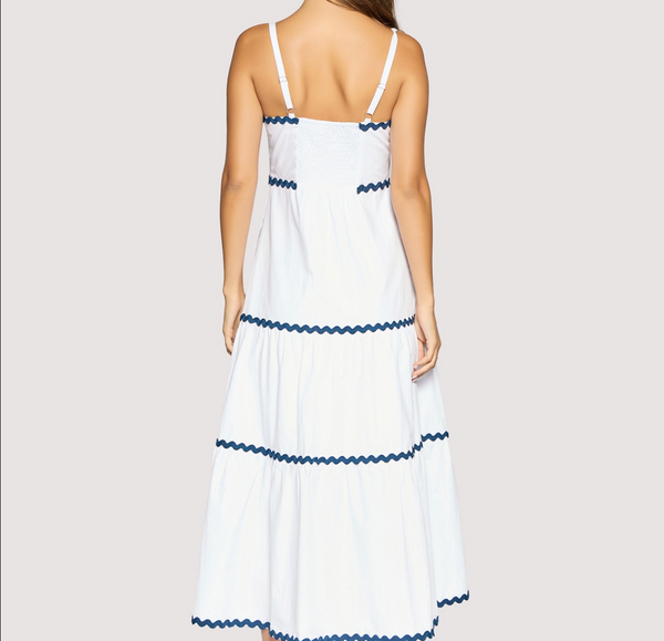 Luciana Maxi Dress - Summer White Navy Stripes Nautical
