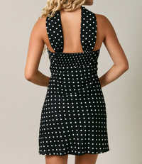 Polka Dot Mini Dress with Scarf