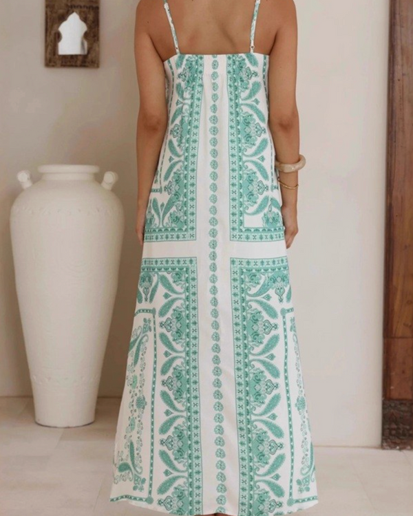 Paisley Print Strap Maxi Dress