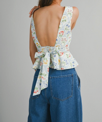 Botanical Printed SLV Open Back Top