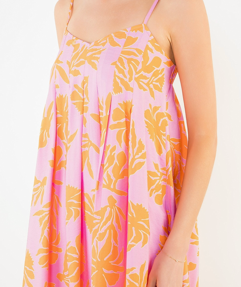 Thin Strap Floral Pattern Dress