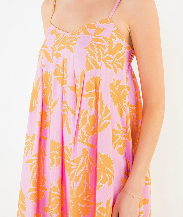Thin Strap Floral Pattern Dress