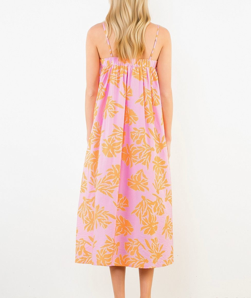 Thin Strap Floral Pattern Dress