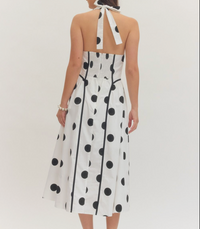 Polka Dot Halter Midi Dress