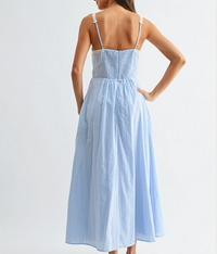 Breezy Blue Lace Trim Dress