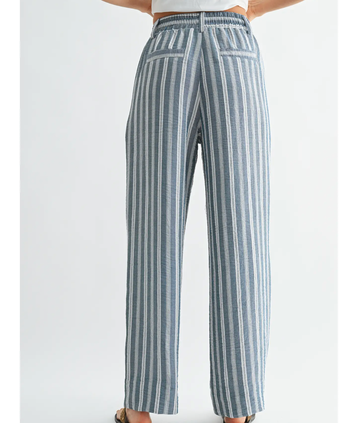 Striped Wide Leg Drawstring Pant