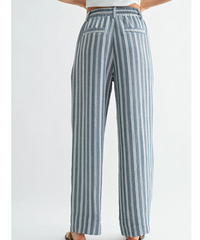 Striped Wide Leg Drawstring Pant