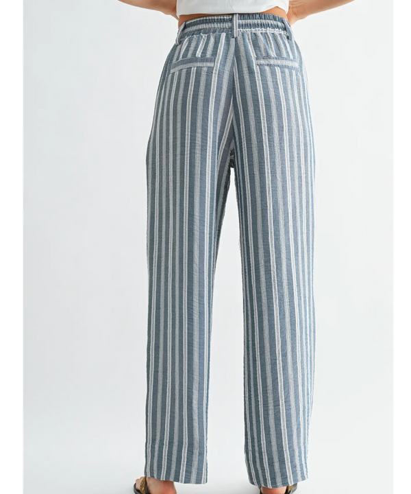 Striped Wide Leg Drawstring Pant