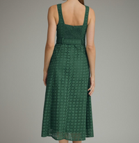 Eyelet Lace Texture With Waist Belt Dress