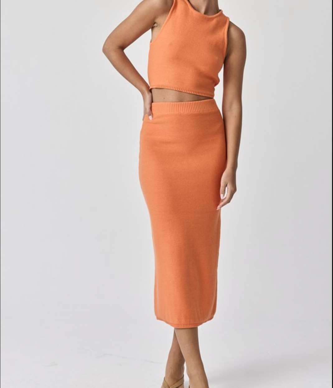 Lara Round Neck Sleeveless Knit Top and Skirt Set-Cobalt