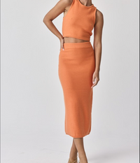 Lara Round Neck Sleeveless Knit Top and Skirt Set-Cobalt