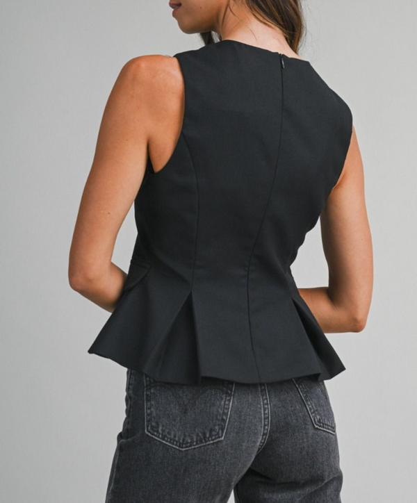 V Neck Peplum SLVL Top