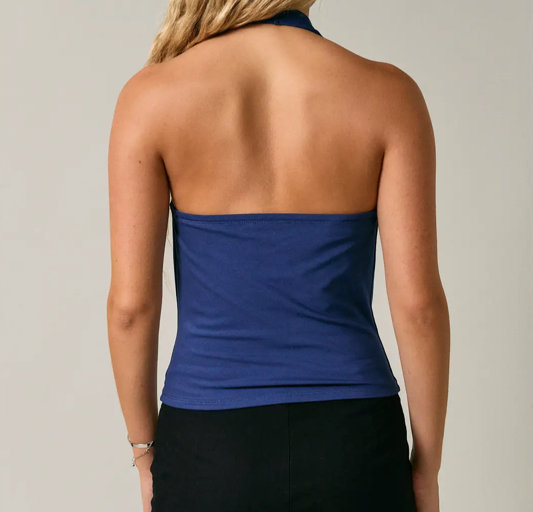 Cowl Neck Ruched Halter Top