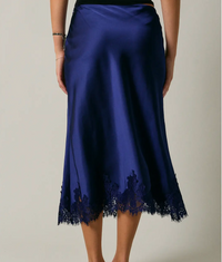Lace Trim Bias Cut Midi Skirt