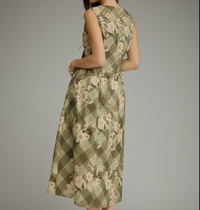 Floral Plaid Sleeveless Midi Dress