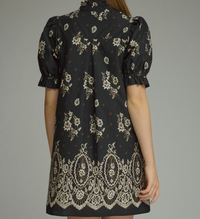 Floral Print Short Puff Sleeve Mini Dress
