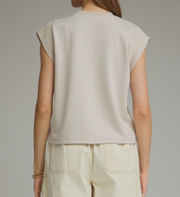 Solid Round Neck Cap Sleeve Top