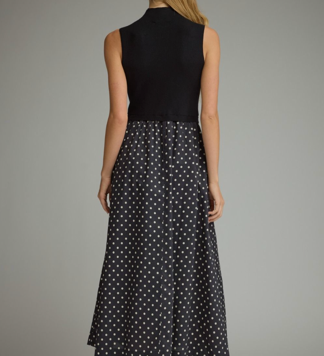 Polka Dot Sleeveless Midi Dress