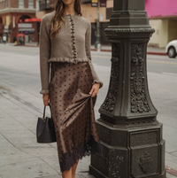 Satin Polka Dot Lace Trim Skirt
