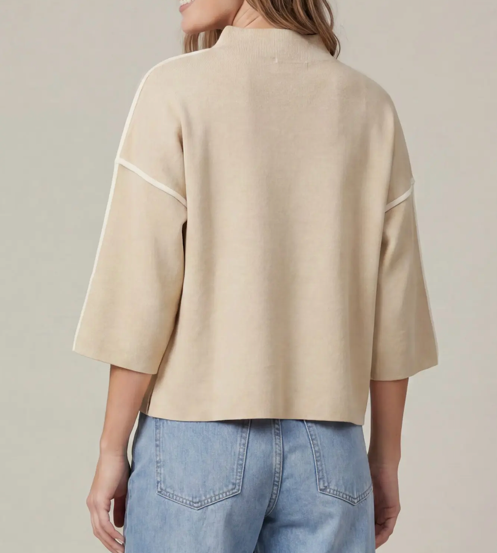 3/4 Sleeve Mock Neck Sweater