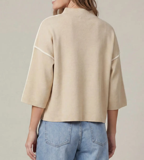 3/4 Sleeve Mock Neck Sweater