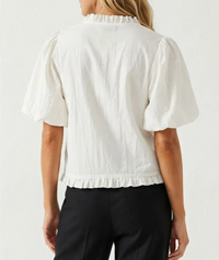 Ruffle Detail Bubble Sleeve Top