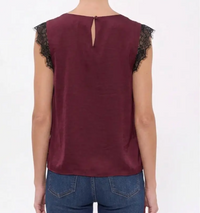 Neck Lace Trim Sleeveless Blouse