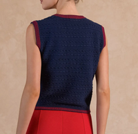Scoop-Neck Button-Up Sweater Vest