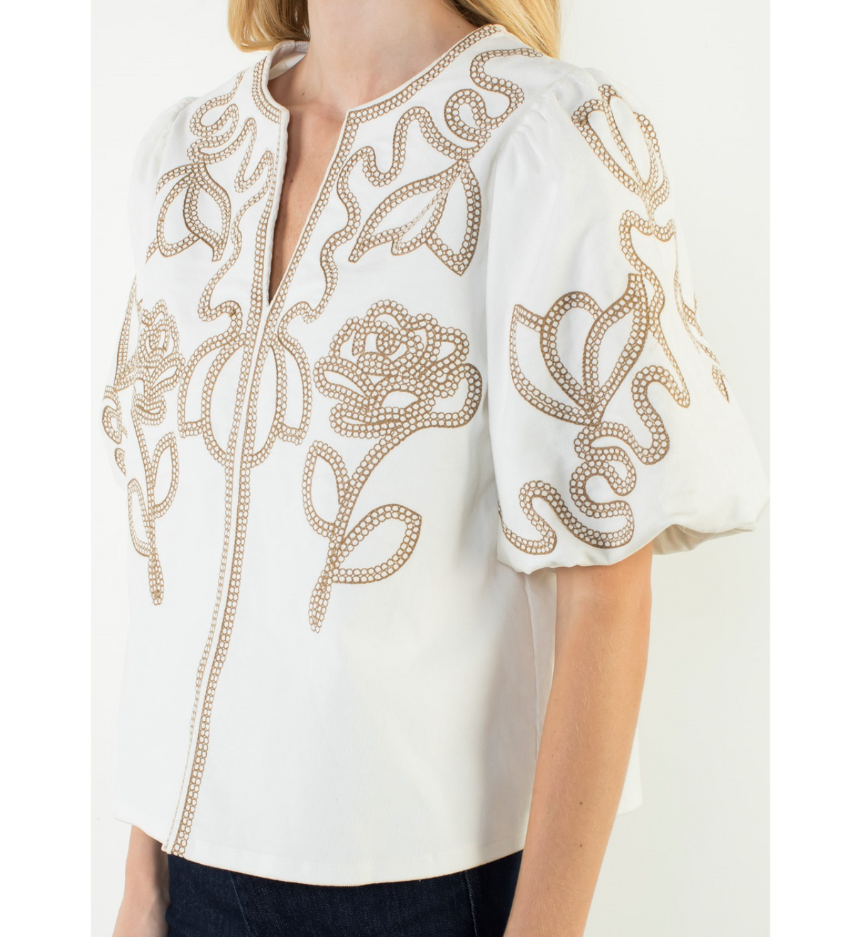 Corduroy Top With Embroidered Detail