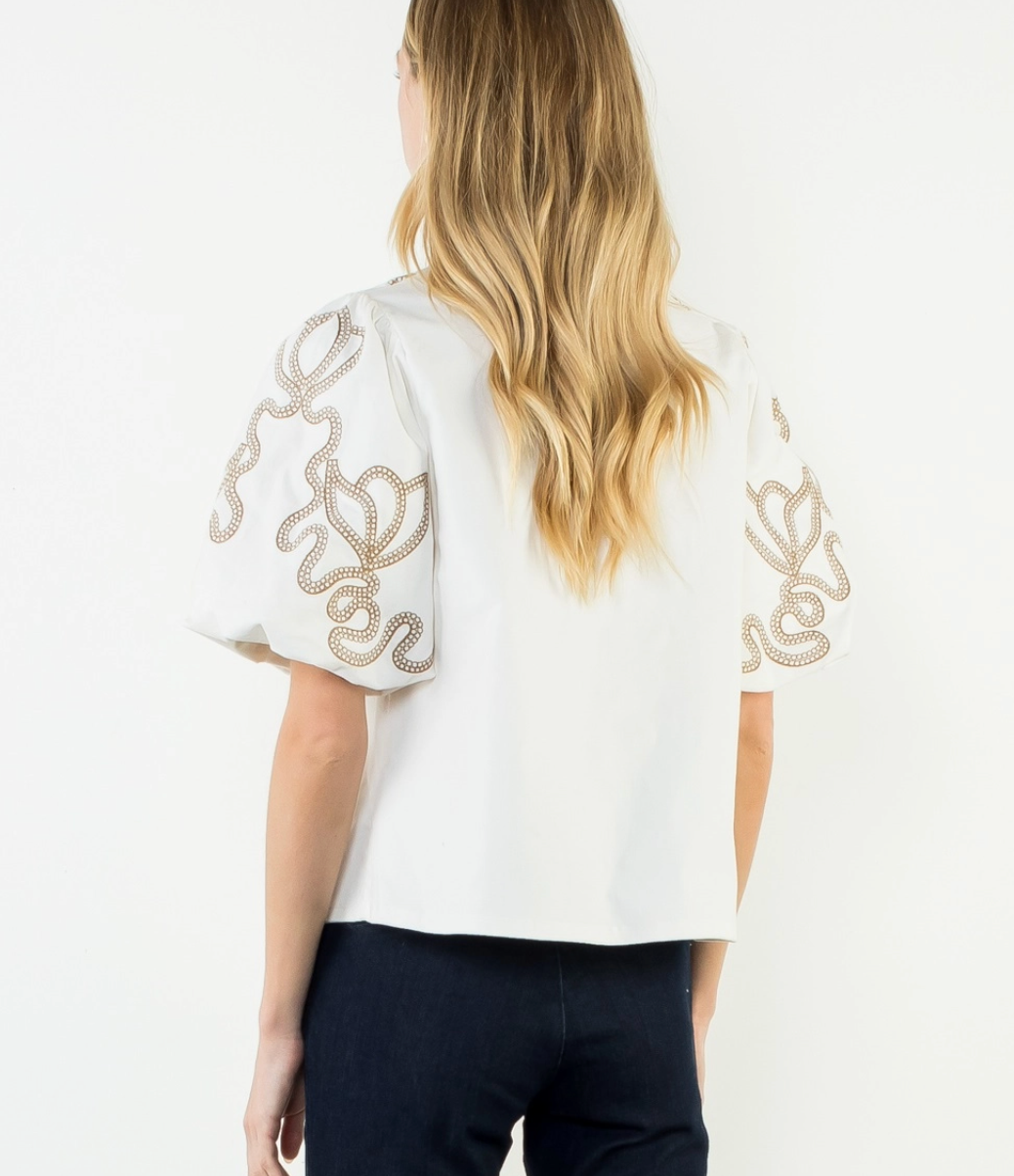 Corduroy Top With Embroidered Detail
