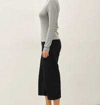 Ribbed Crewneck Longsleeve Basic Top-Light Grey