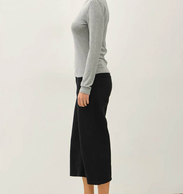 Ribbed Crewneck Longsleeve Basic Top-Light Grey
